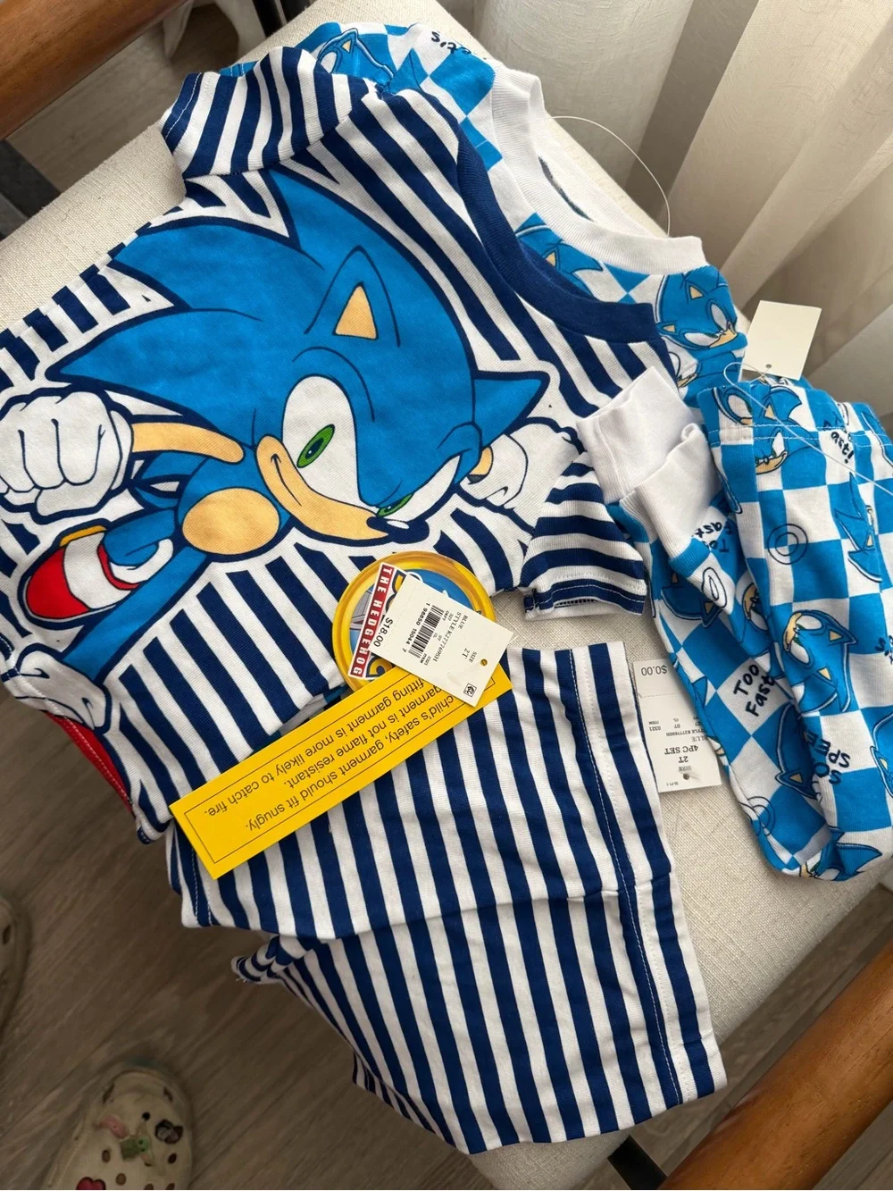 Sonic the Hedgehog Blue Striped Kids Pajama Set